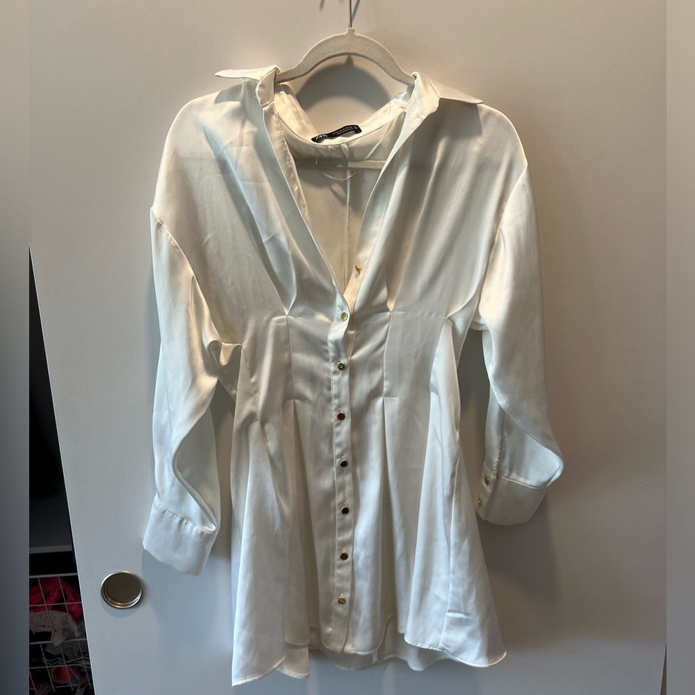 Zara White Silk Dress